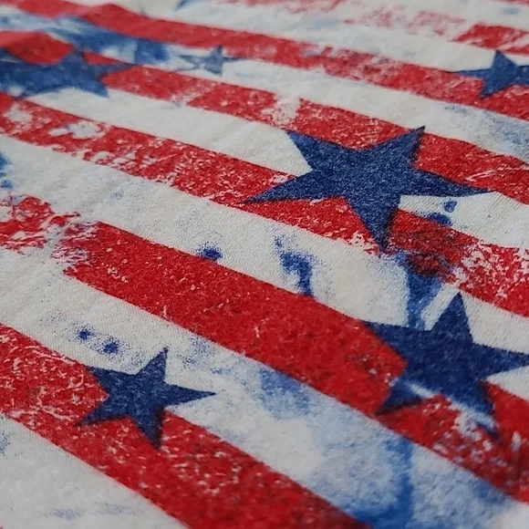 Stars & Stripes Cold Shoulder Top Rue21 Flag Patriotic 4th Womens 3/4 Sleeve Med - Picture 5 of 14